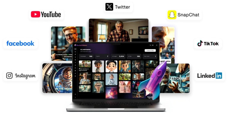 RocketVideos AI logo: professional AI video creation suite